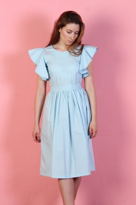  Платье Rosette с поясом, цвет голубой